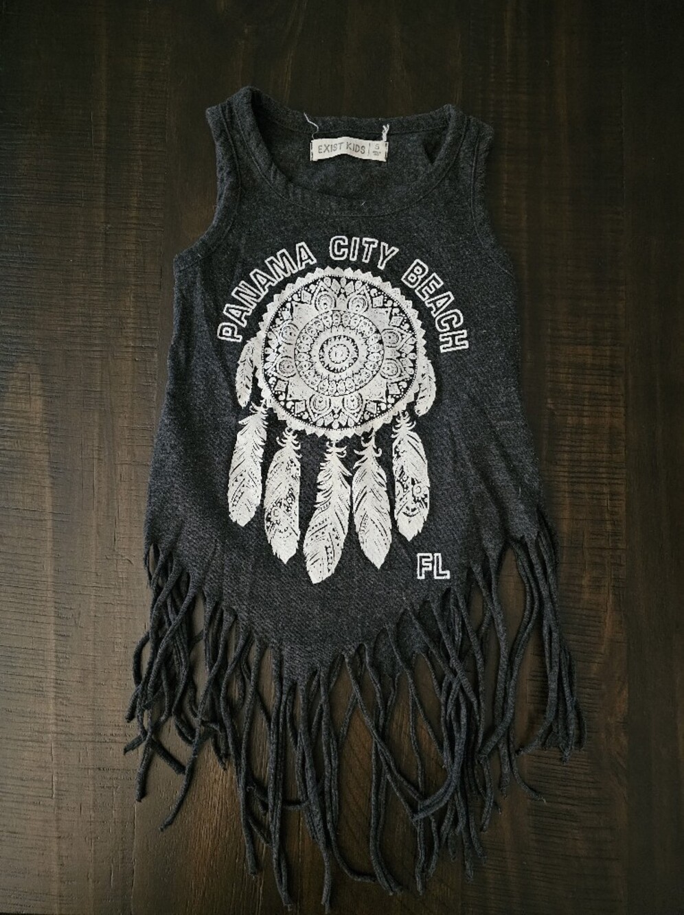Girls Small (2T) Black Panama City Beach Fringe Tank